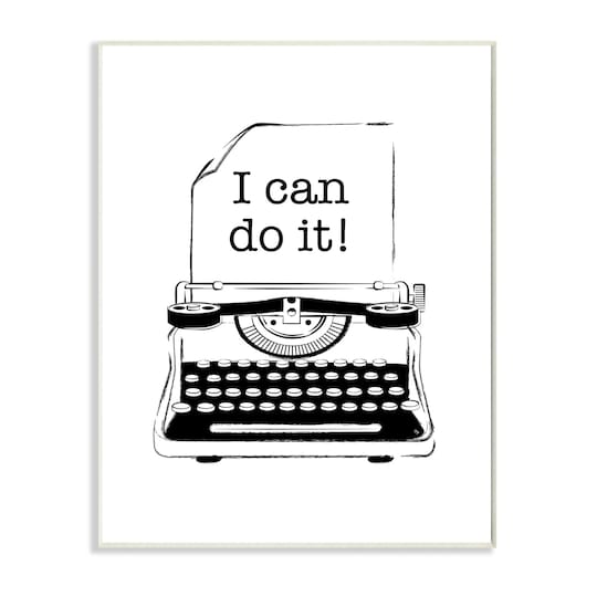 Stupell Industries Vintage Typewriter Inspirational Wooden Wall Plaque